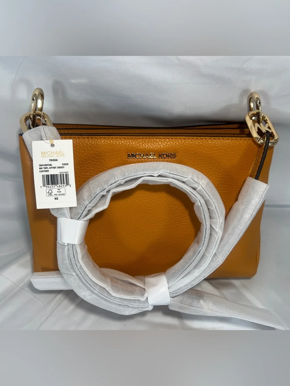 Michael Kors Trisha Medium Triple Compartment Crossbody in Cider leather